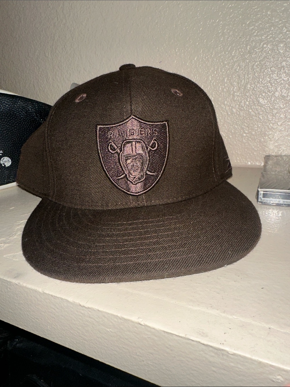 Oakland Raiders Embroidered Logo Brown Snapback Hat
